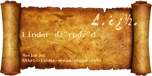Linder Árpád névjegykártya